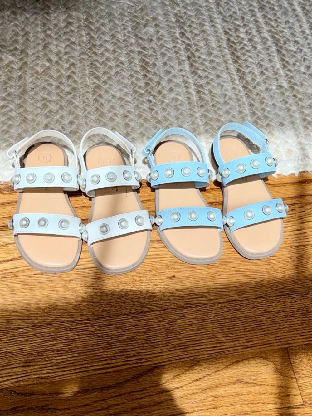 Cat & Jack White and Light Blue Studded Kids Sandals